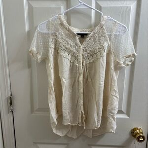 American Eagle Outfitters Cream Lace Blouse